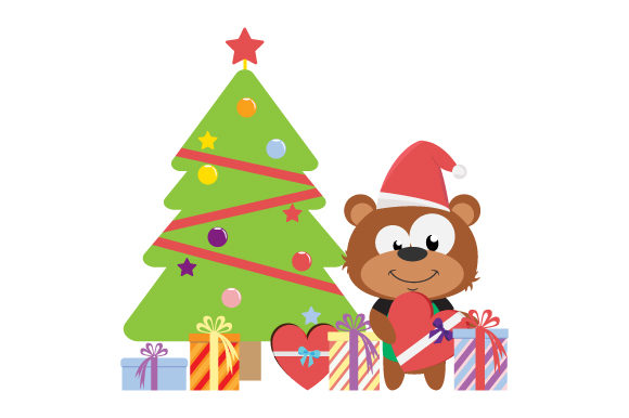 A Festive Cute Bear Cartoon for Seasonal Graphics