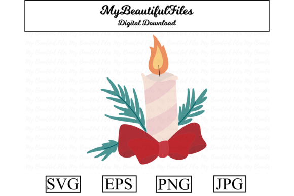 Christmas Candle Clipart Design for Festive Embroidery