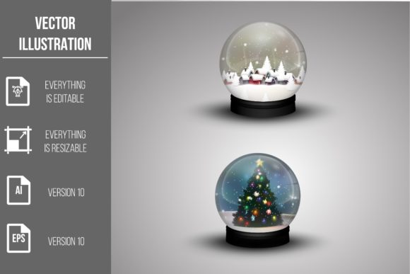 Christmas Snow Globe Graphics for Digital Illustrations