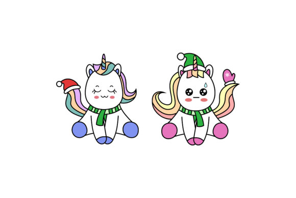 Christmas Unicorn Graphics for Kawaii Brand Illustrations