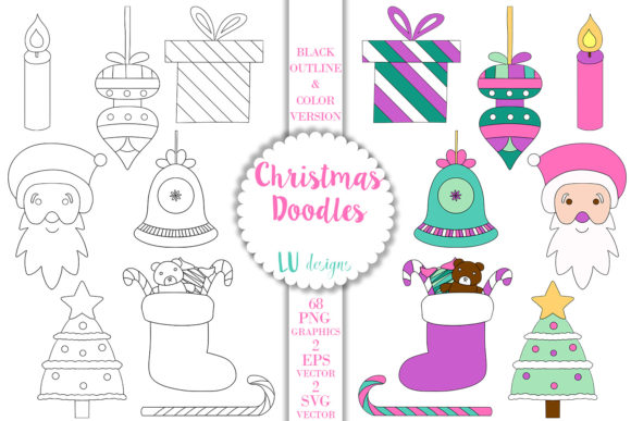 Festive Christmas Doodles Graphics for Crafters & Creators