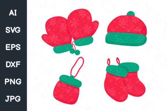 Gloves, Hats, Shoes and Bags Christmas Illustrations for Professional Graphics
