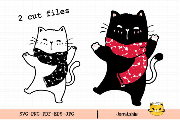 Happy Christmas Cat Clipart: A Festive Graphic for Holiday Illustrations
