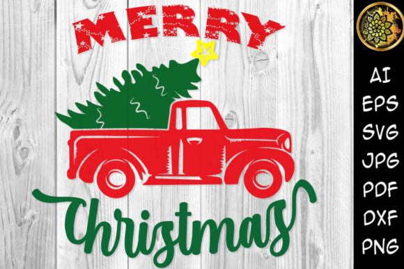 Merry Christmas Retro Truck Clipart for Festive Branding